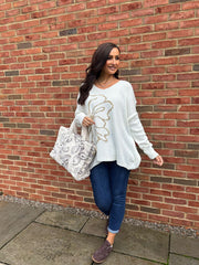 Winter White Flower Knit Alissa