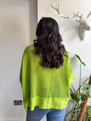 Lime Distressed Trim Net Top Shirley