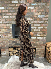 Mocha Velour Tiger Print Dress Haven