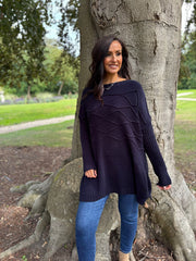 Navy Wave Detail Knit Darcie