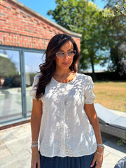 Stone Applique Flower Top Marcia