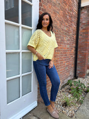 Butter Yellow Cosy Diamond Knit Sofia