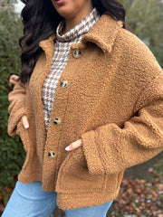 Camel Teddy Fleece Jacket Ayla