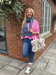 Candy Pink V-Neck Reverse Seam Knit Diana