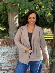 Camel Boucle Buttoned Coat Isla