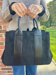 Black Multi Fabric Handbag