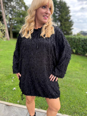 Black Distressed Hooded Sweatshirt Maya