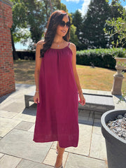 Wine Bubble Cotton Dress Athena
