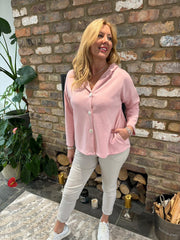 Pink Hooded Button Shacket Mabel