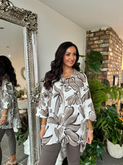 Mocha Floral Print Shirt Betty