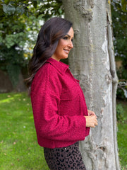 Red Boucle Zip Jacket Estella