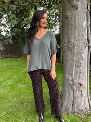 Khaki Bubble Cotton Top Kimberly