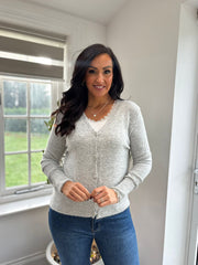 Grey Soft Knit Cardigan Annalise