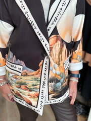 Black Desert Print Blazer Jacket Lexi