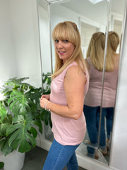 Pink Ribbed Lace Vest Trina