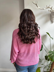 Candy Pink V Neck Knit Jodie