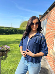 Navy Lace Detail Jacket Saylor