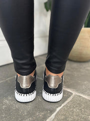 Black Pierced Slip On Trainers