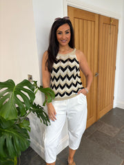 Black Chevron Knit Vest Dolly