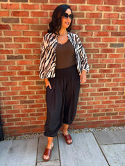 Black Smocked Waist Hareem Trousers