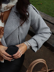 Grey Double-Breasted Short Coat