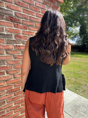 Black Tie Detail Knitted Tank Lola