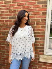 White Polka Dot Net Top Darcy