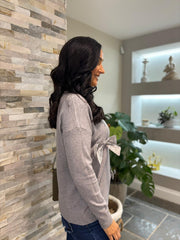 Grey Embellished Bow Knit Natalie