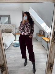 Wine Abstract Animal Print Top Debbie