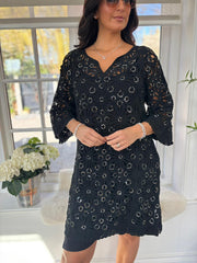 Black Sequin Crochet Dress Zara