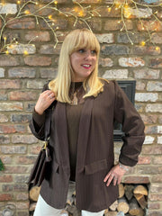 Chocolate Pinstripe Take You Anywhere Jacket