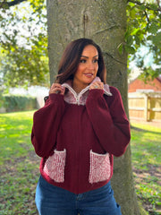 Wine Zip Collar Knit Eliza