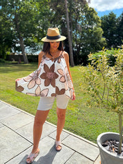 Chocolate Broderie Floral Vest Top Becky
