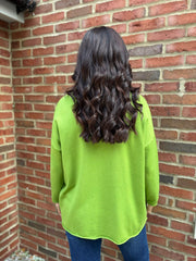 Pistachio Fringed Pocket Knit Ruth