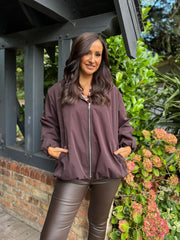 Chocolate Lightweight Hooded Jacket Lottie