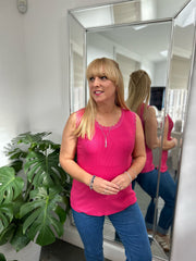Lipstick Ribbed Lace Vest Trina
