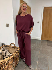 Wine Bubble Cotton Trousers