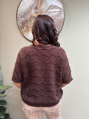 Chocolate Short Sleeve Chevron Knit Kenna