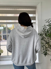 Grey Luxe Gold Charm Zip Hoodie Demi