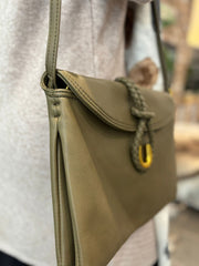 Khaki Braid Fasten Shoulder Bag