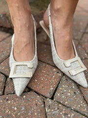 Stone Textured Kitten Heel Shoes