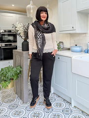 Stone Ribbed Lace Trim Top Madeline