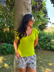 Lime Ruffle Sleeve Knit Top Hannah