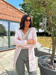 Pink Striped Longline Cardi Haven