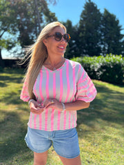 Stone Puff Sleeve Striped Top Erin
