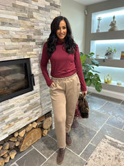 Mocha Straight leg Comfort fit pull on Trousers