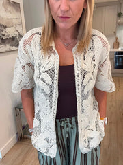 Stone Floral Crochet Net Blouse Debbie