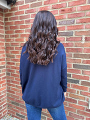 Navy Diamante V Neck Knit Tori