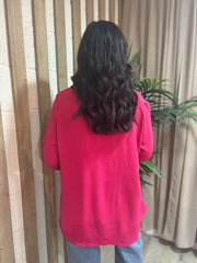 Lipstick Gathered Cowl Neck Top Harper