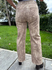 Deer Printed Wide Leg Jeans